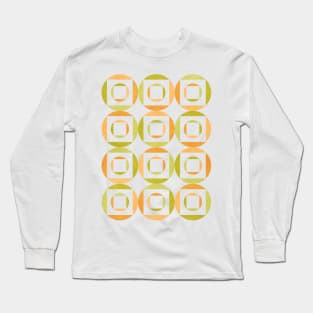 Geometric Shapes Green Orange Long Sleeve T-Shirt